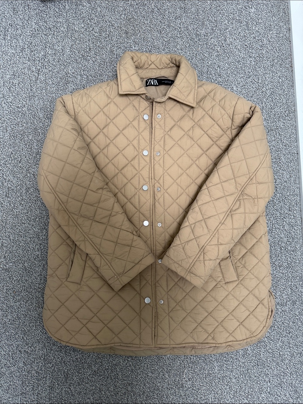 Zara Quilted Field Jacket in Tan